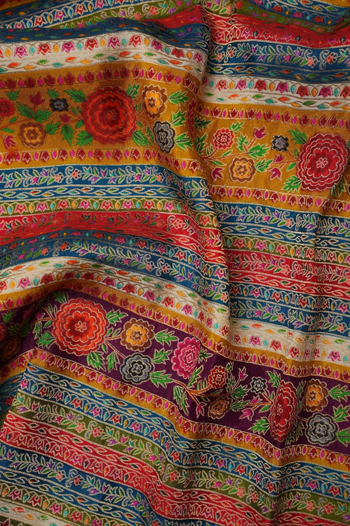 Kashmiri Pashmina Story Telling Banarasi Saree - Multicolor on Yellow