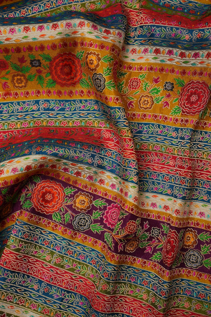 Kashmiri Pashmina Story Telling Banarasi Saree - Multicolor on Yellow
