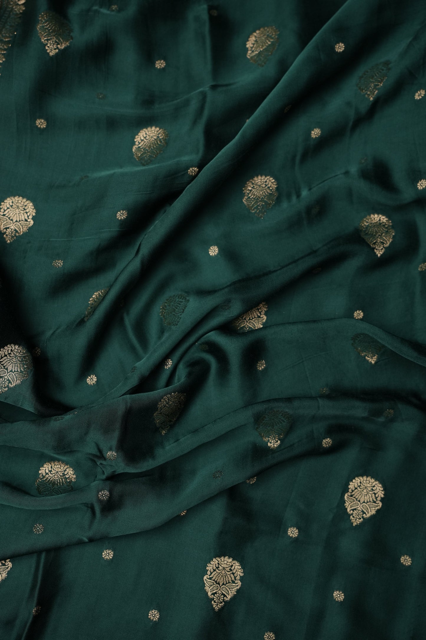 Banarasi Mashru Silk Saree - Emerald Green