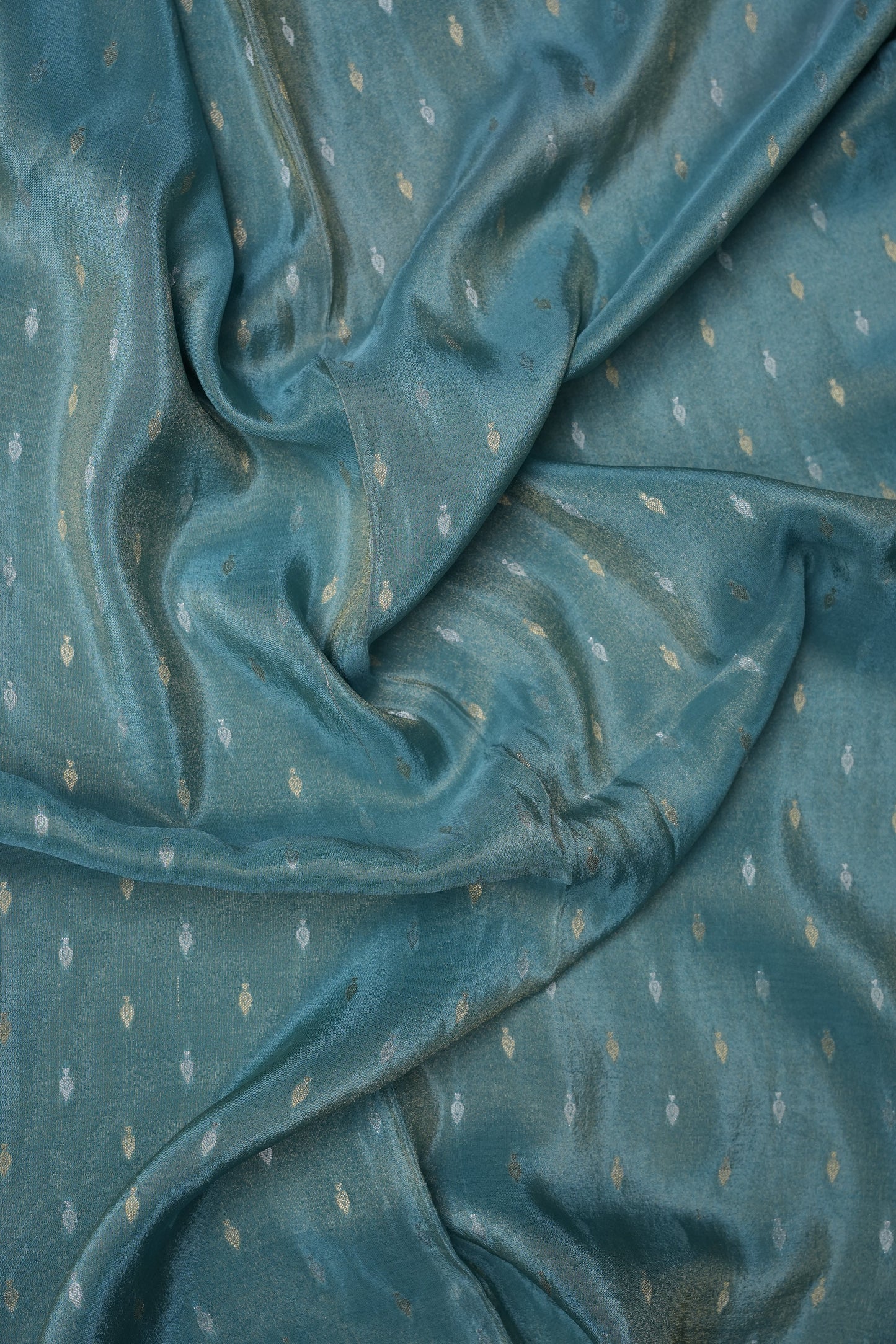 Kashmiri Pashmina Mellow Tissue Banarasi Saree - Aqua Blue
