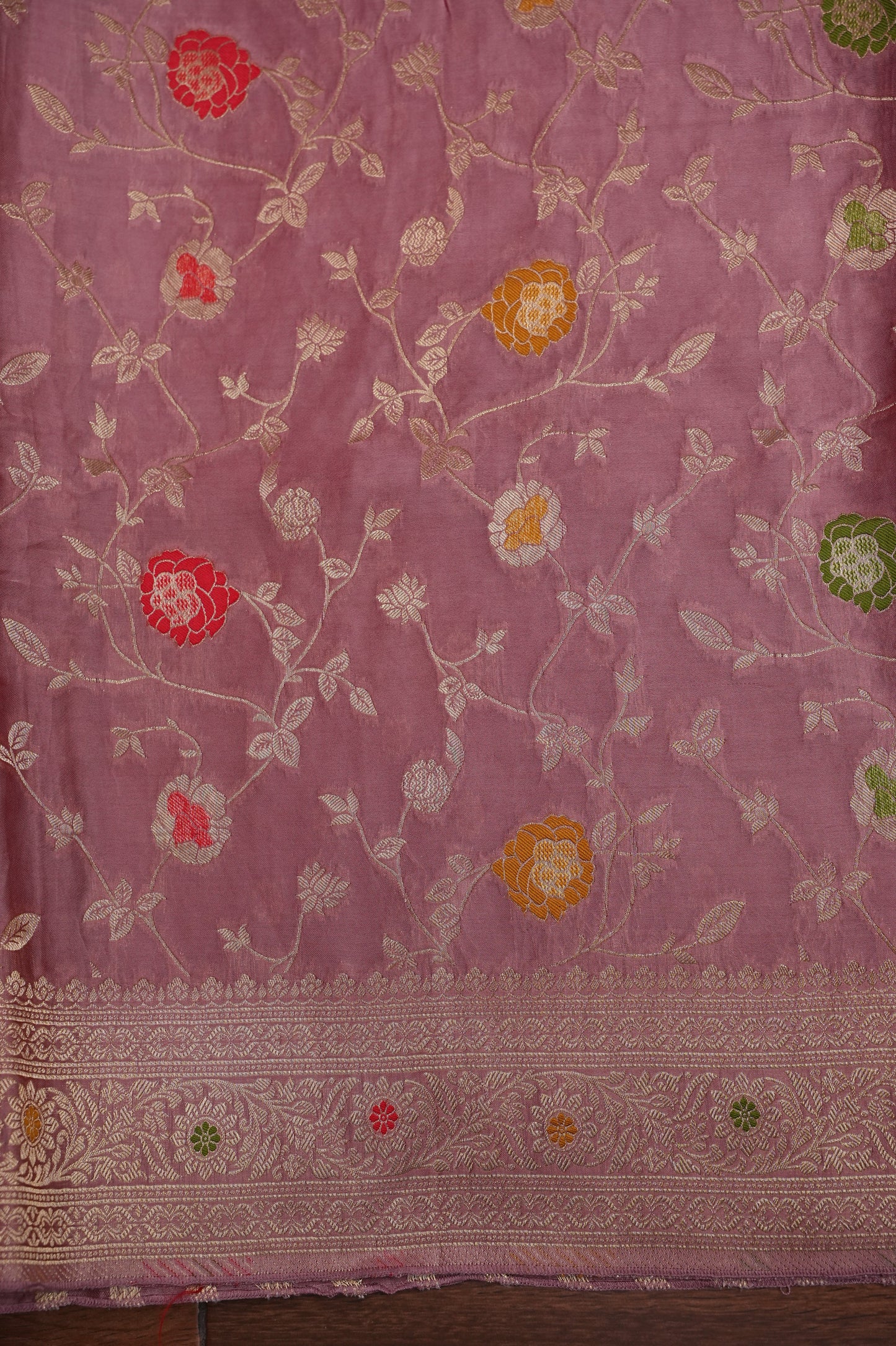 Pure Mashru Silk Saree - Mauve Pink withy Meenakari Jaal Pattern