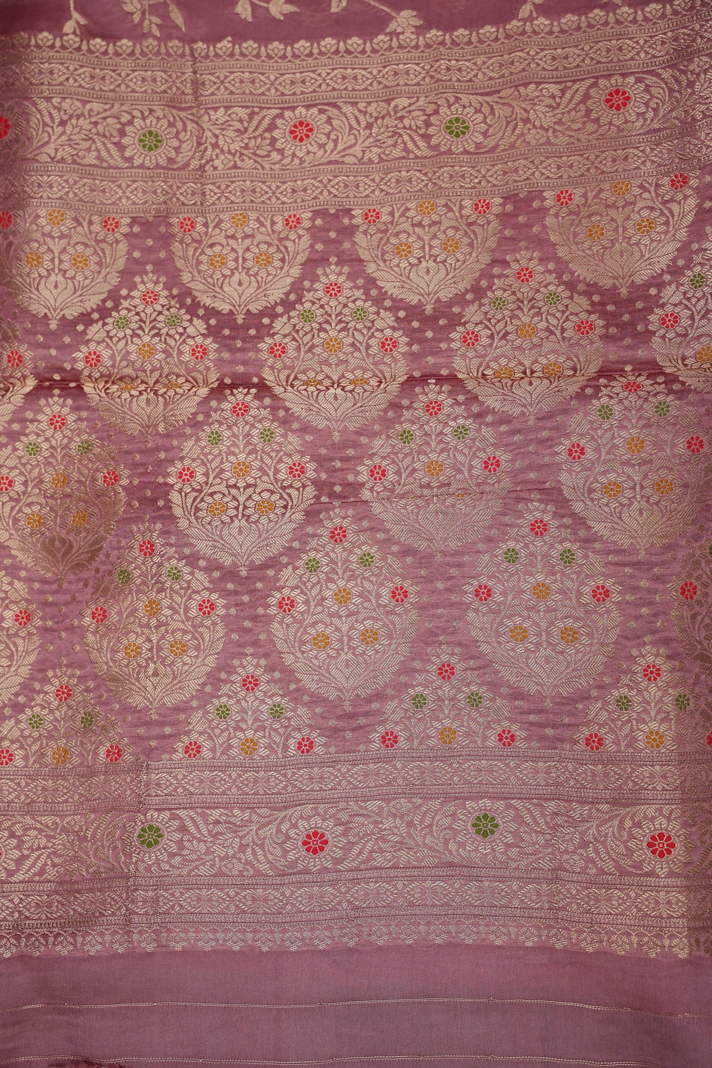 Pure Mashru Silk Saree - Mauve Pink withy Meenakari Jaal Pattern