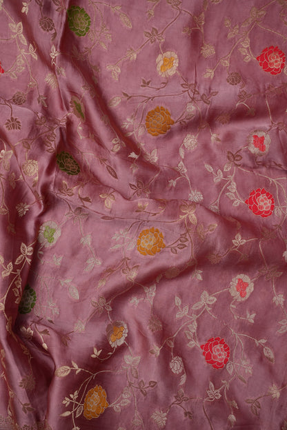 Pure Mashru Silk Saree - Mauve Pink withy Meenakari Jaal Pattern