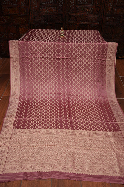 Geometric Mashru Silk Saree - Mauve Pink