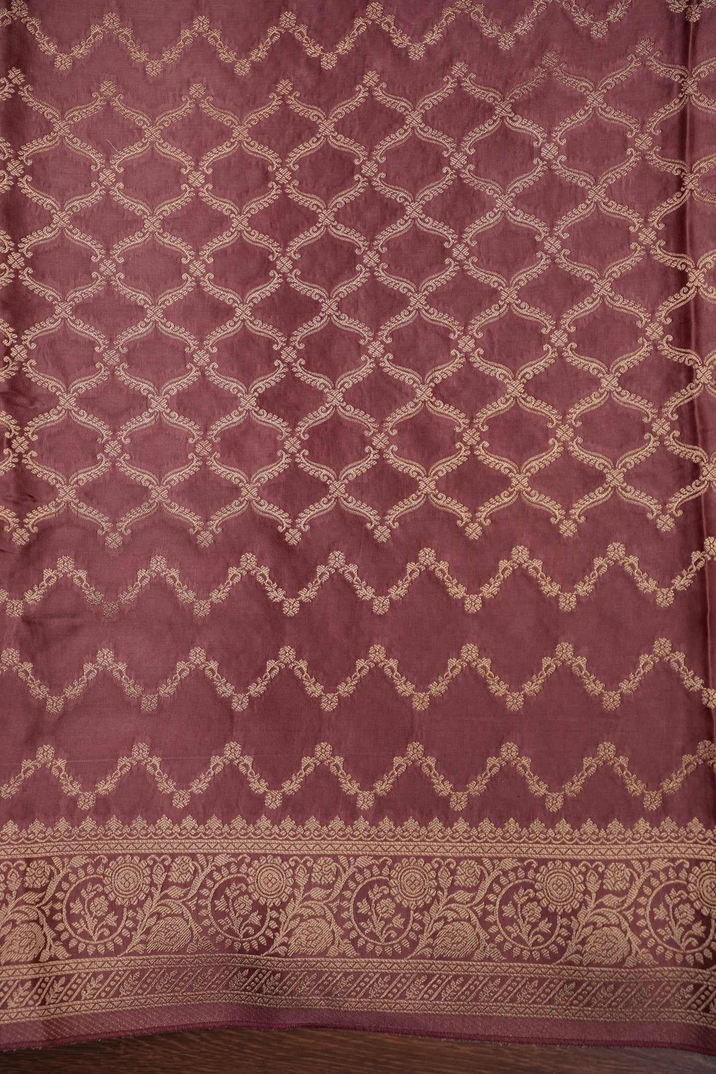 Geometric Mashru Silk Saree - Mauve Pink