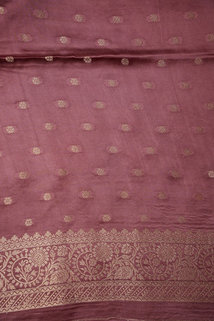 Geometric Mashru Silk Saree - Mauve Pink