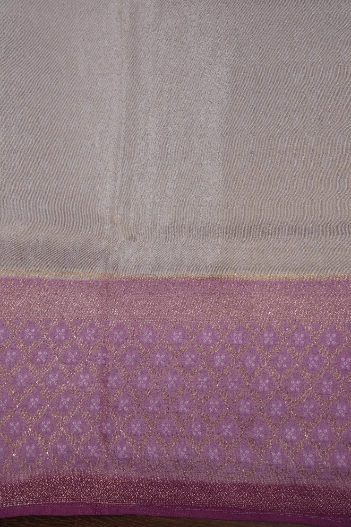 Kashmiri Pashmina Mellow Tissue Banarasi Saree - Ivory & Baby PInk