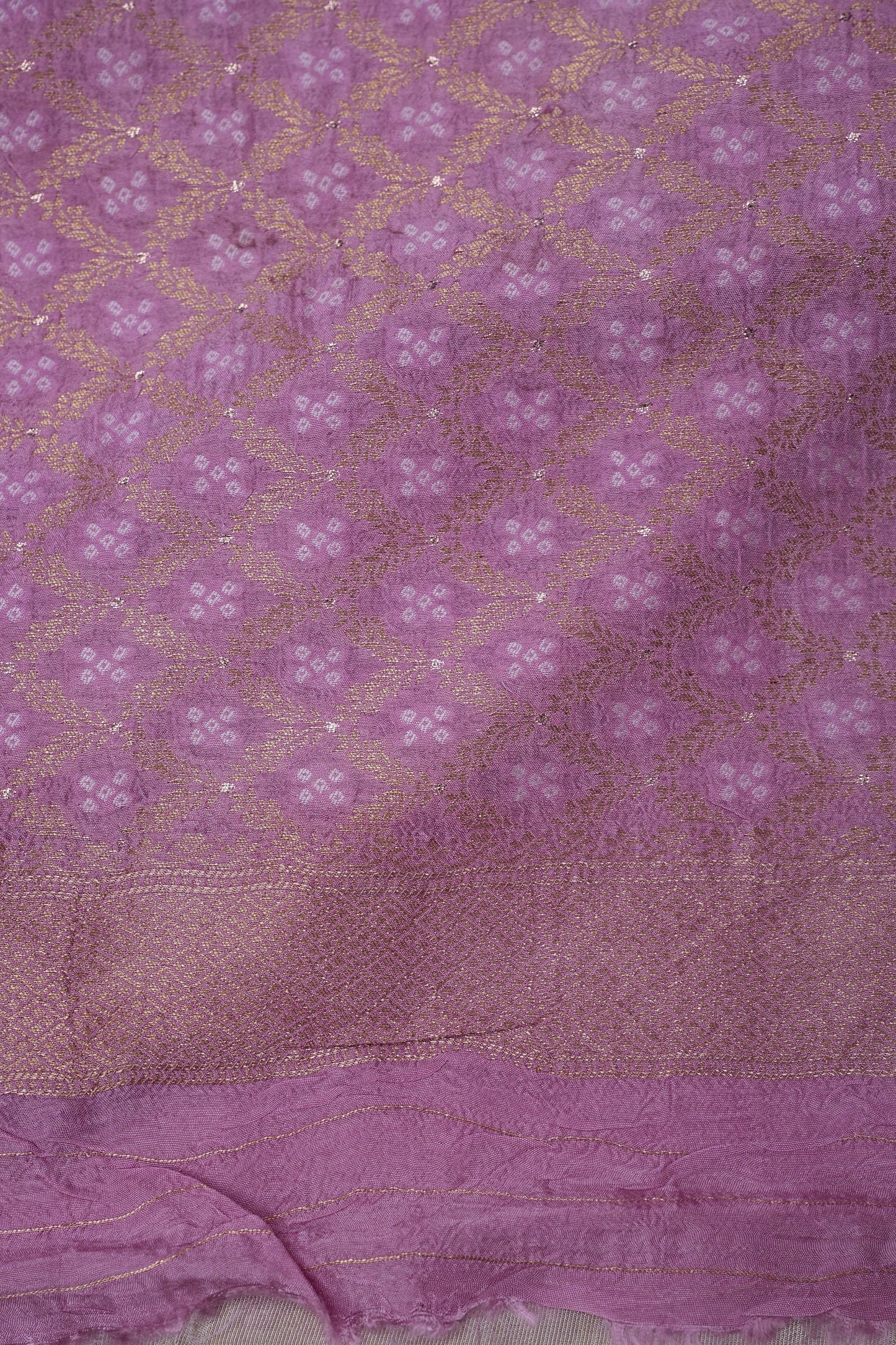 Kashmiri Pashmina Mellow Tissue Banarasi Saree - Ivory & Baby PInk