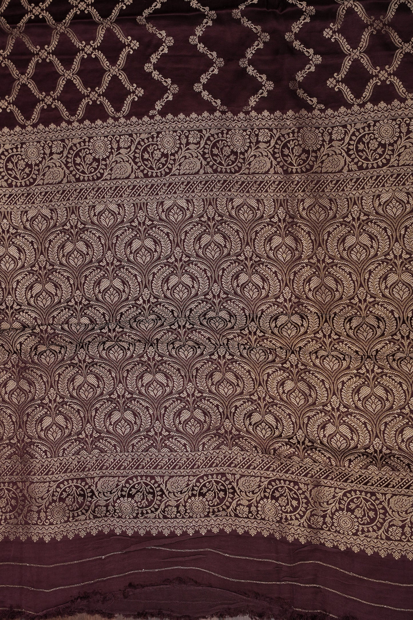 Geometric Mashru Silk Saree - Dark Chcolate