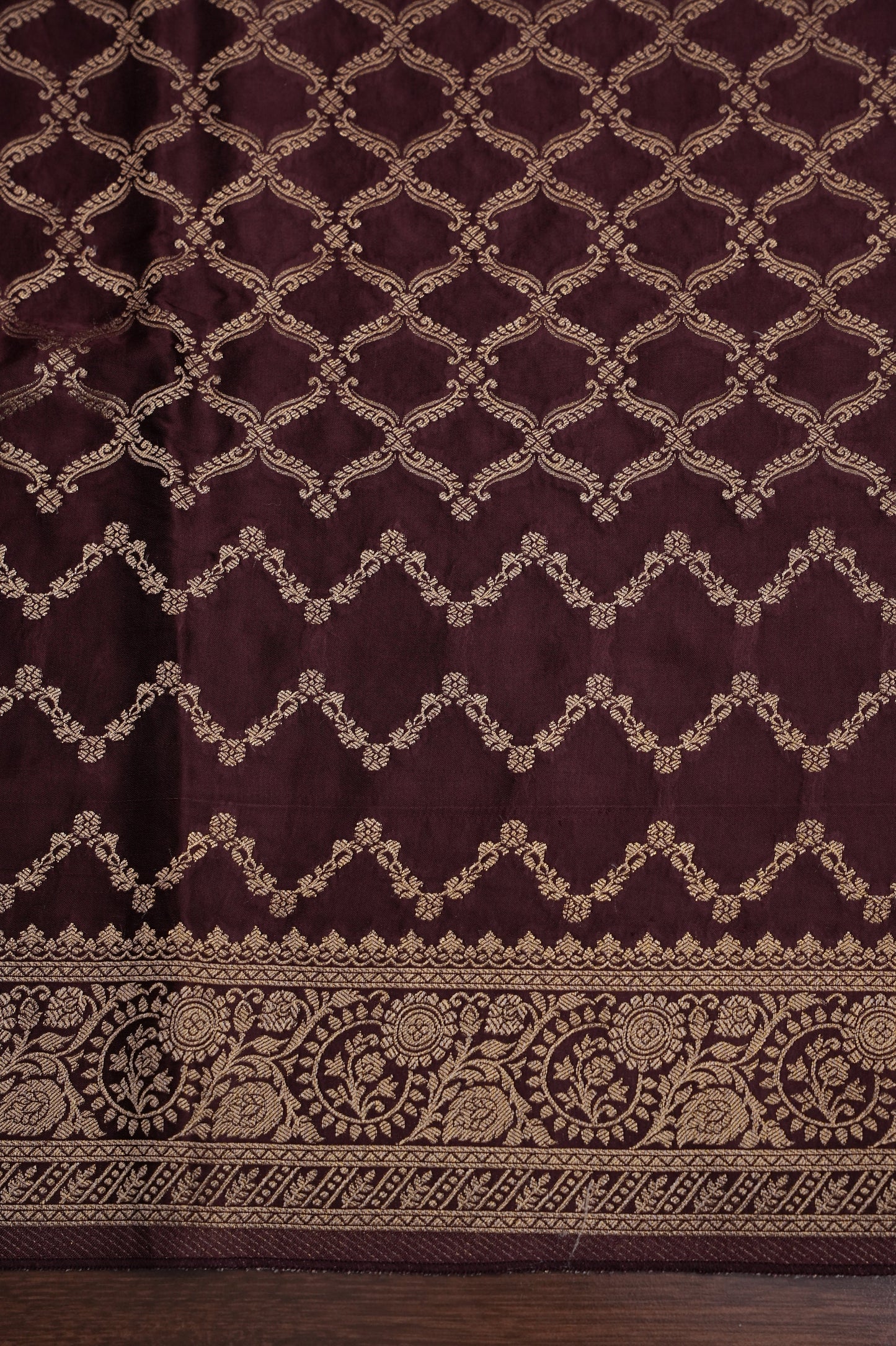 Geometric Mashru Silk Saree - Dark Chcolate