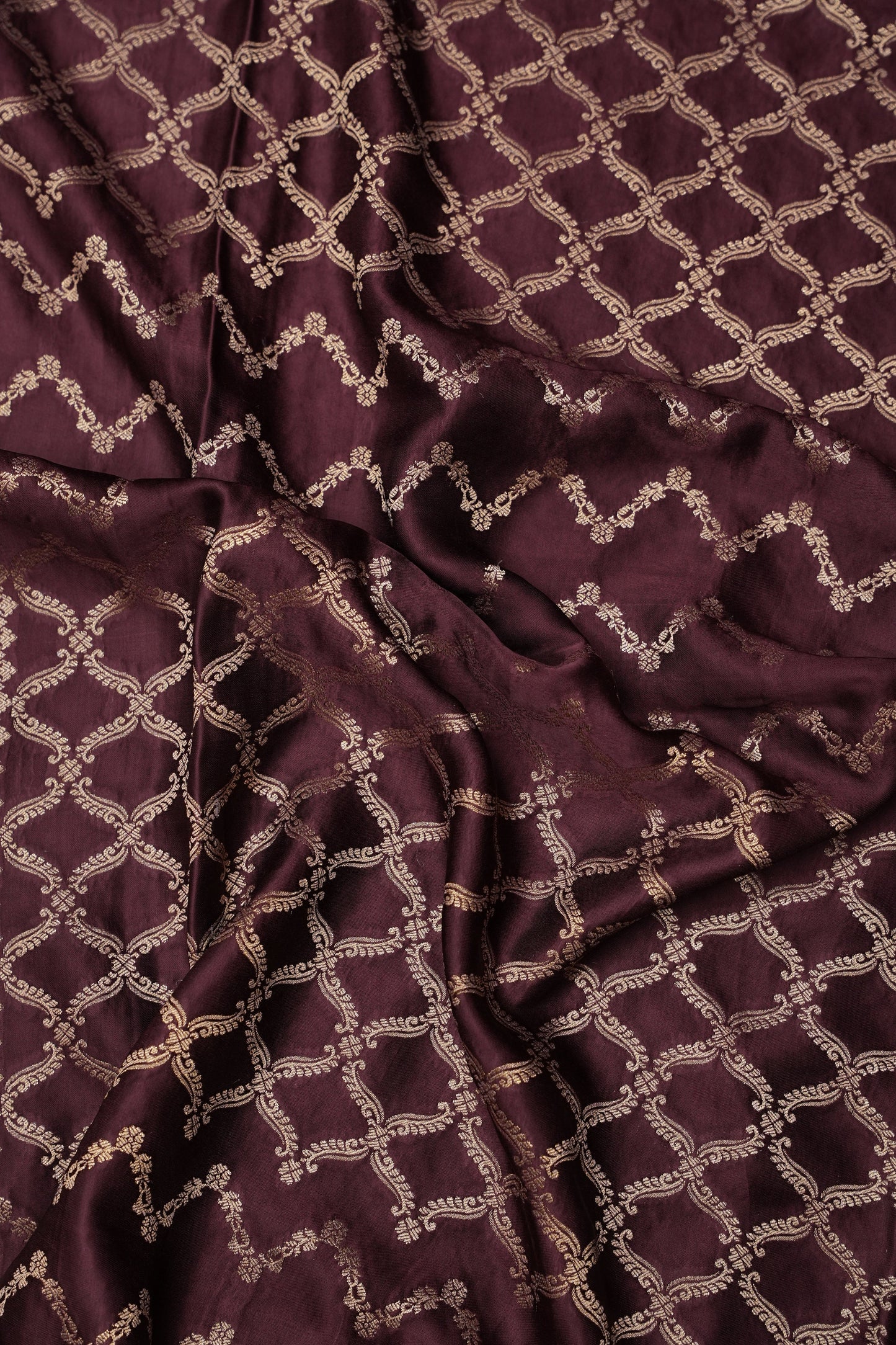 Geometric Mashru Silk Saree - Dark Chcolate