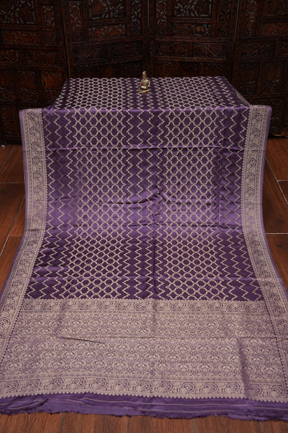 Geometric Mashru Silk Saree - Lilac
