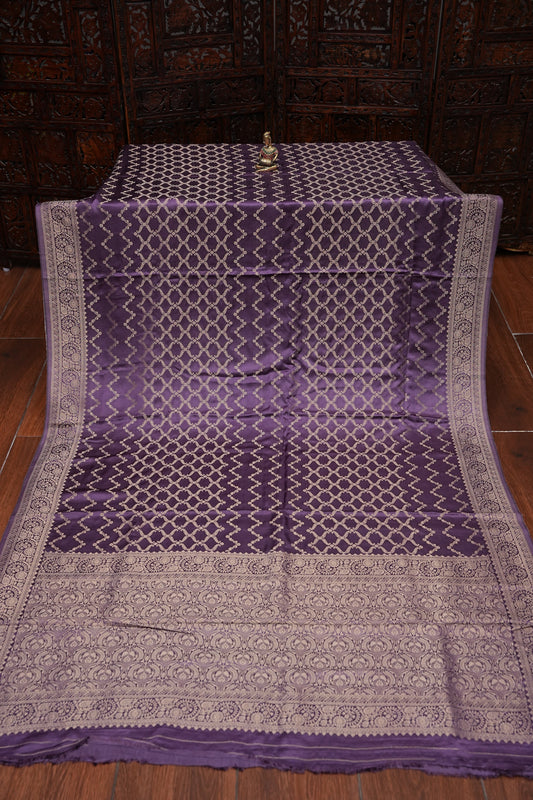 Geometric Mashru Silk Saree - Lilac