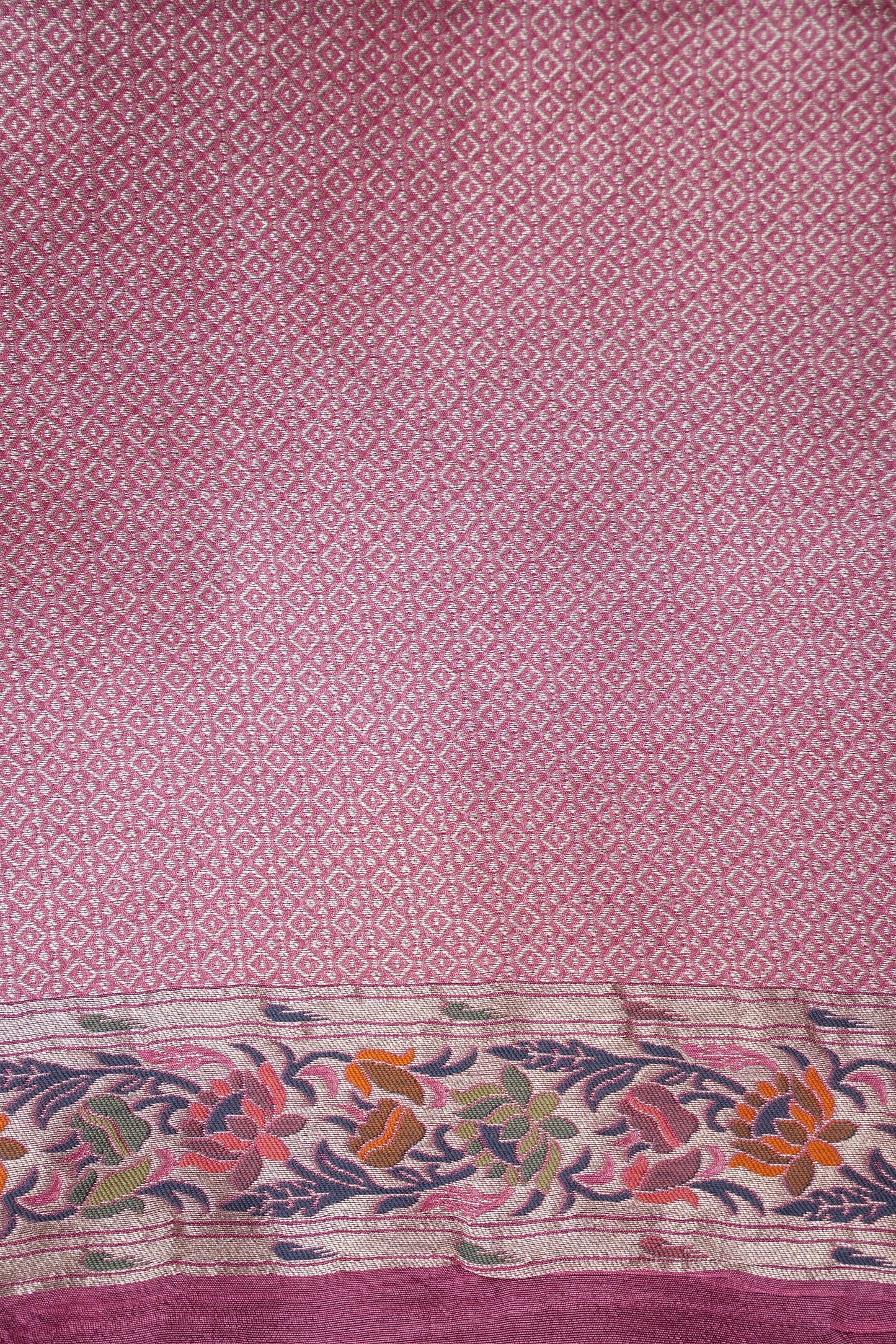 Tussar Banarasi Raw Silk Saree with Floral Paithani Weaves – Black & Pink