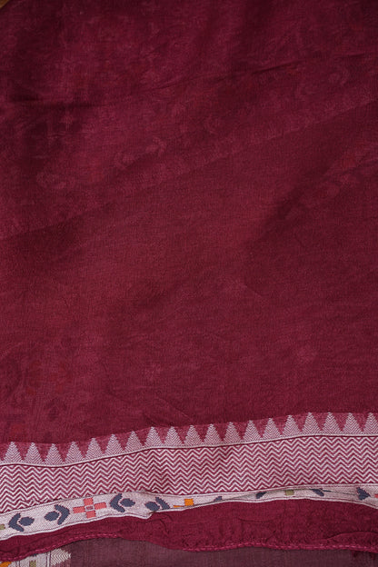 Tussar Banarasi Raw Silk Saree with Floral Paithani Weaves – Mauve Pink & Wine Border