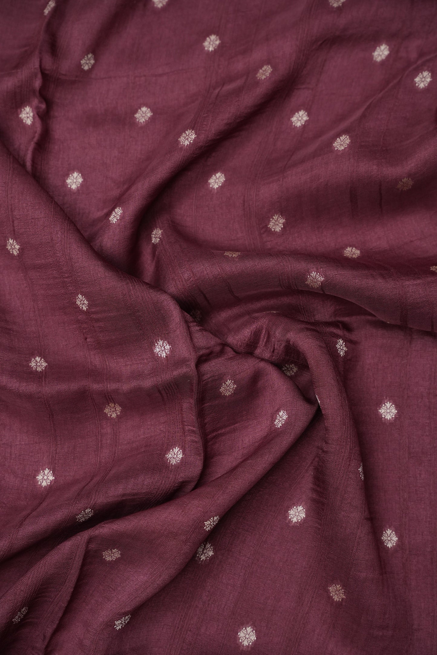 Tussar Banarasi Raw Silk Saree with Floral Paithani Weaves – Mauve Pink & Wine Border