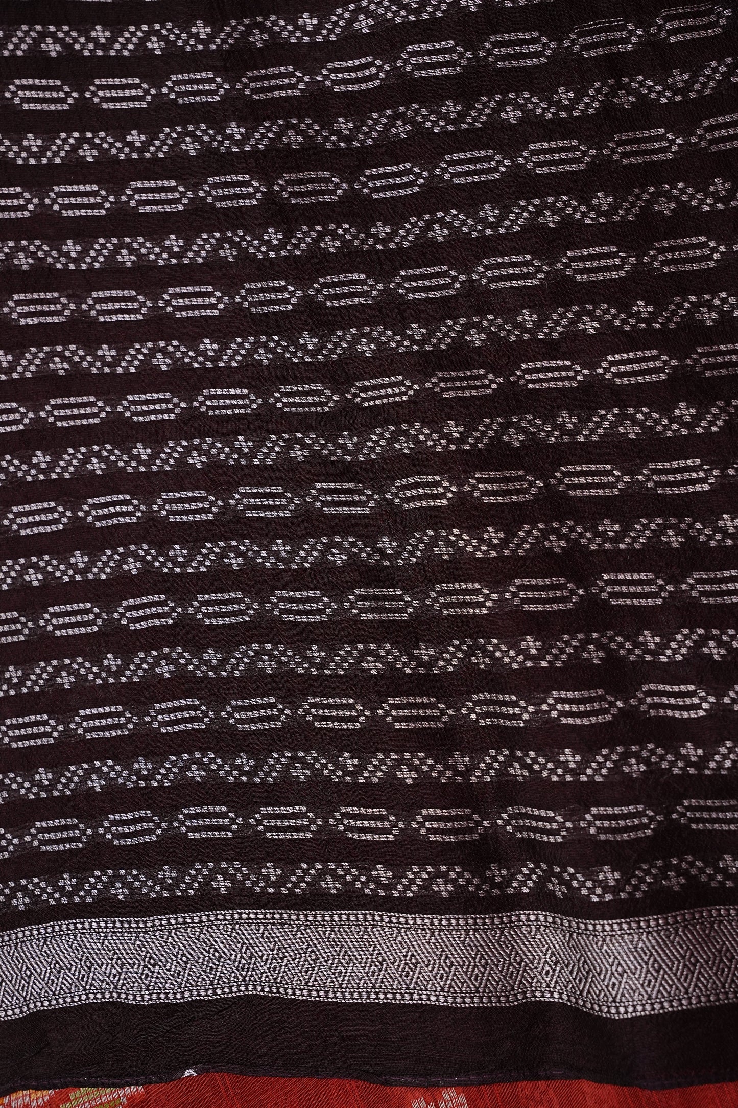 Tussar Banarasi Raw Silk Saree with Floral Paithani Weaves – Burnt Orange & Black