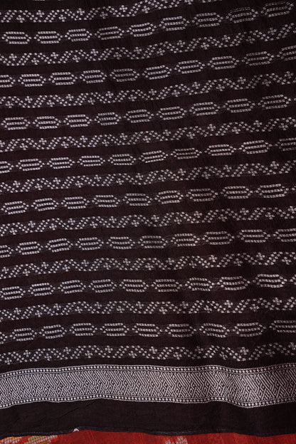 Tussar Banarasi Raw Silk Saree with Floral Paithani Weaves – Burnt Orange & Black