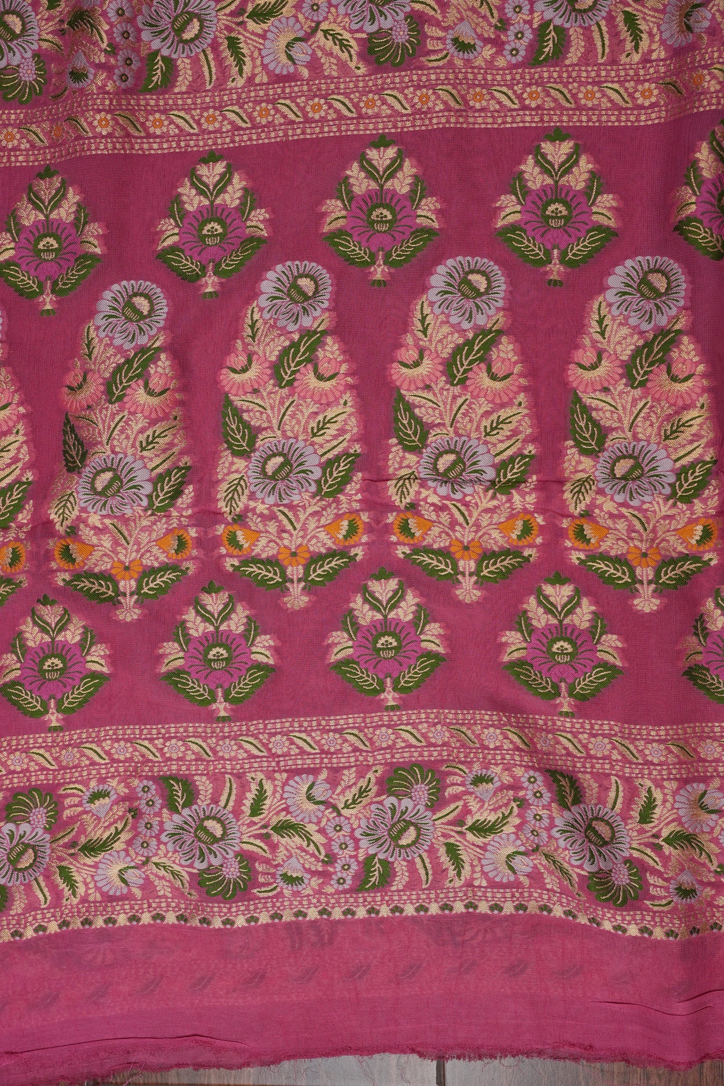 Banarasi Georgette Silk Saree - Black & Pink