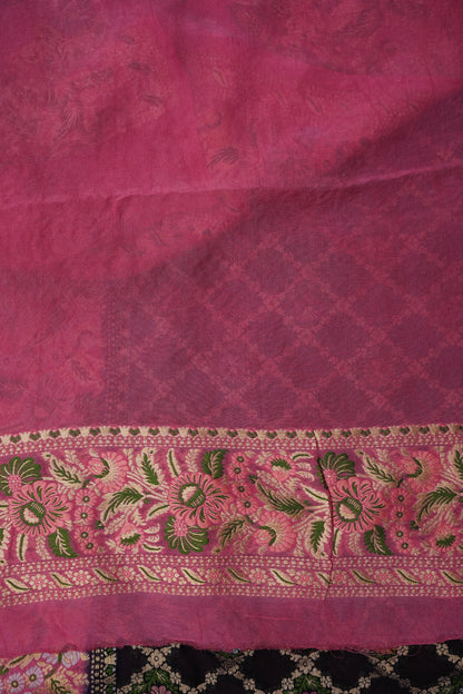 Banarasi Georgette Silk Saree - Black & Pink