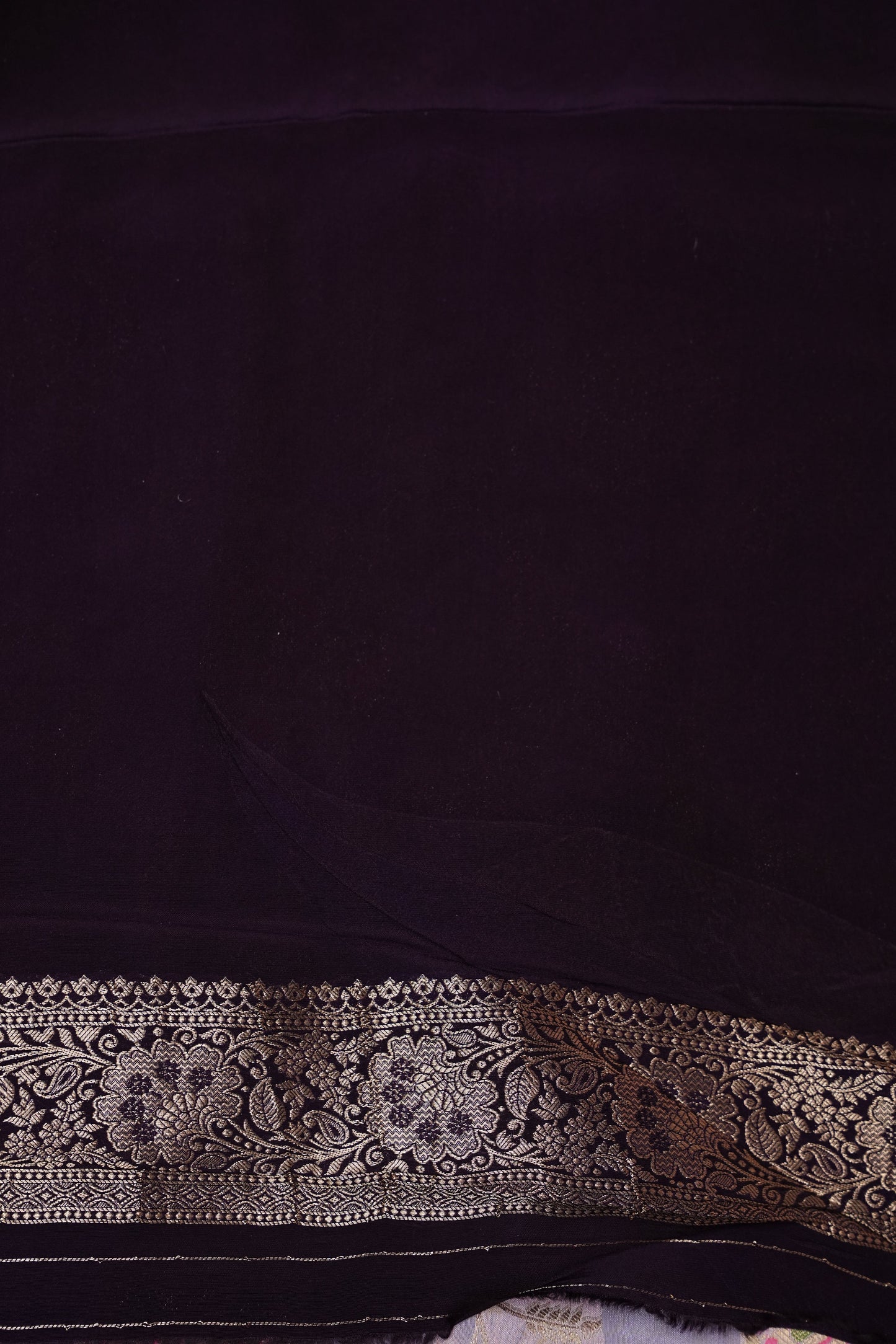 Banarasi Munga Silk Saree - Baby Pink & Deep Purple