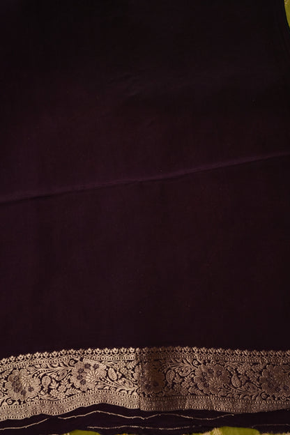 Banarasi Munga Silk Saree - Pistachio Green & Coffee