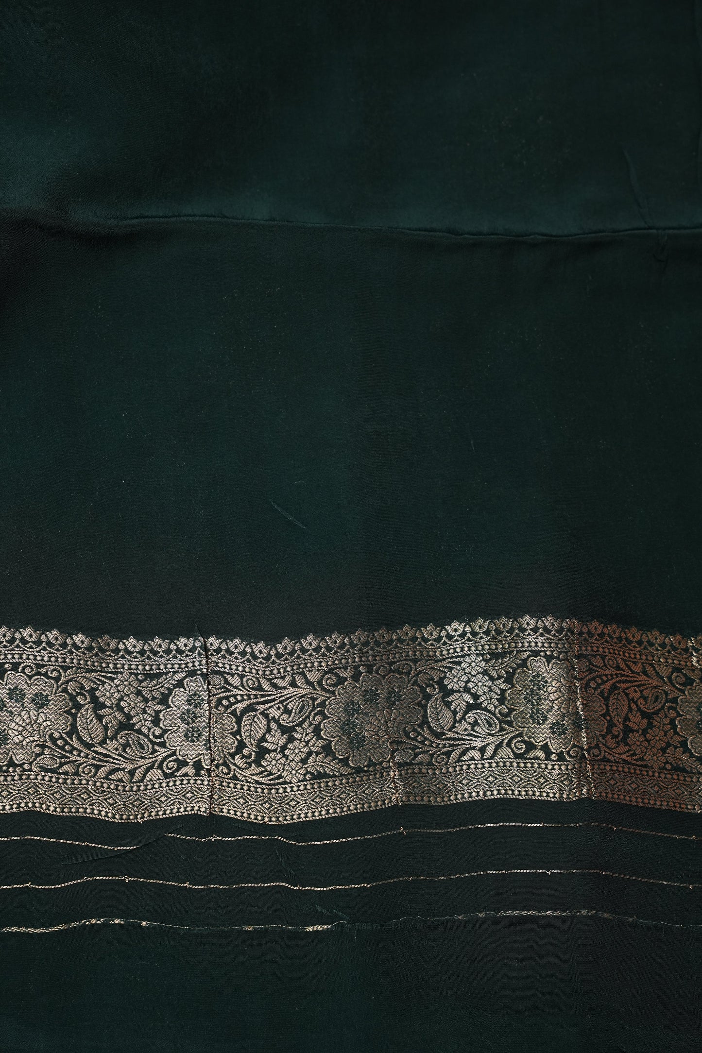 Banarasi Munga Silk Saree - Baby Pink & Bottle Green