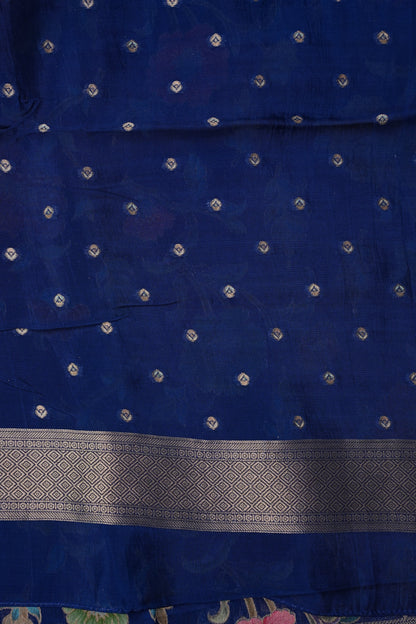 Tussar Banarasi Raw Silk Saree with Floral Paithani Weaves – Peacock Blue