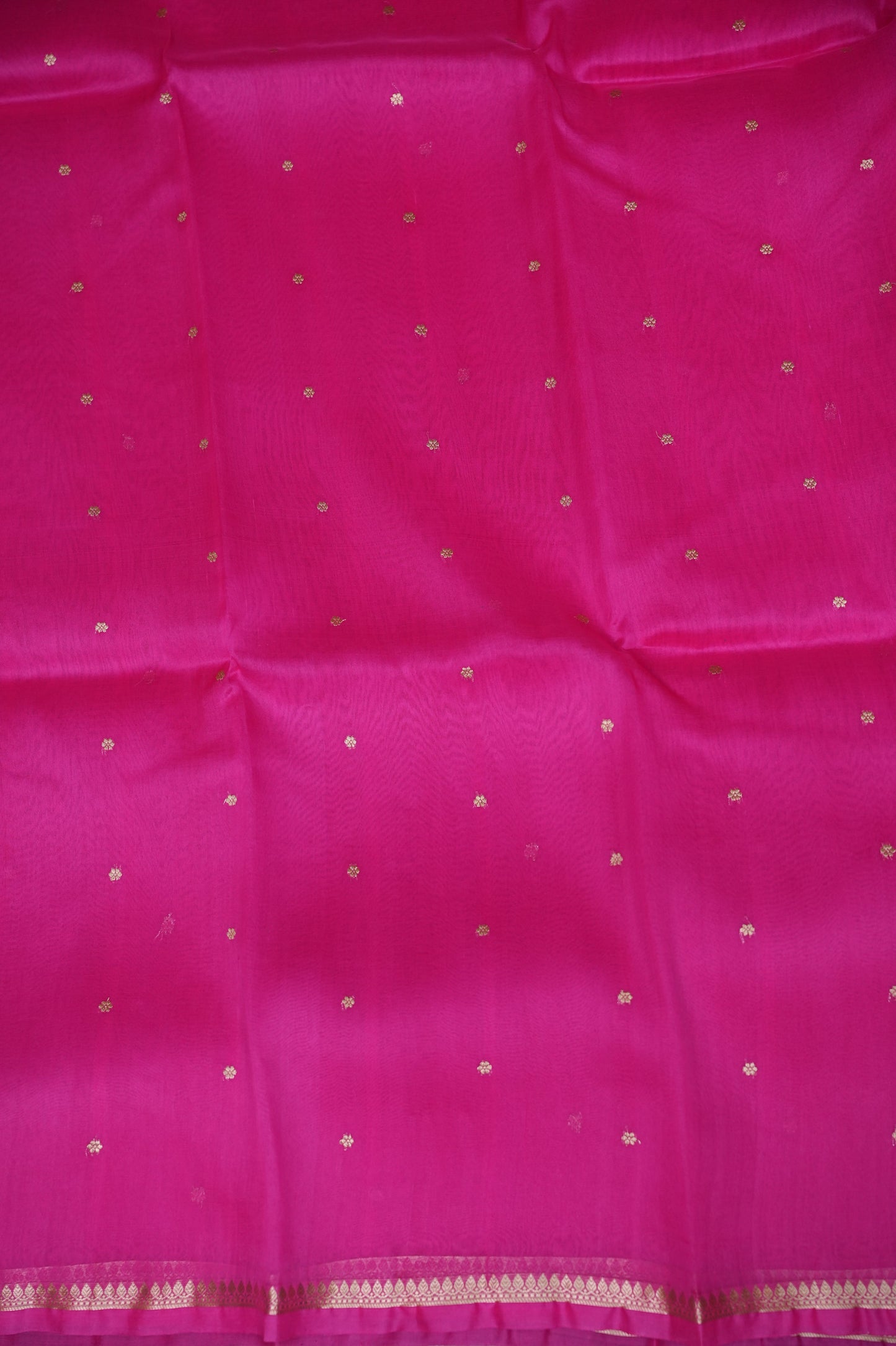 Hot Pink Pure Organza Kora Banarasi Silk Saree|Silk Mark Certified
