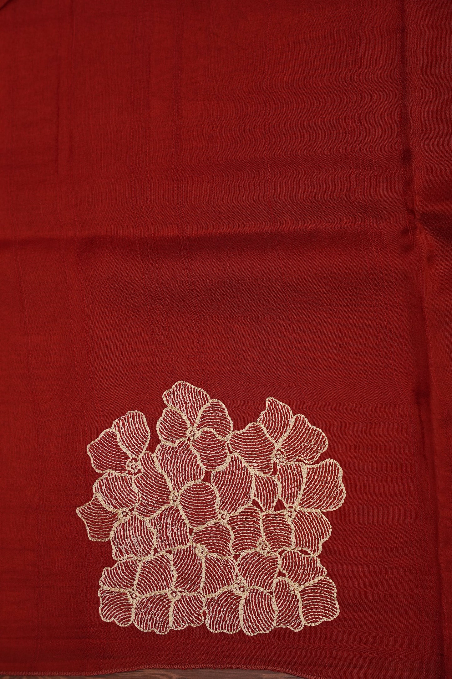 Tussar Banarasi Raw Silk Saree with Floral Zari Butta Weaving – Rust Orange
