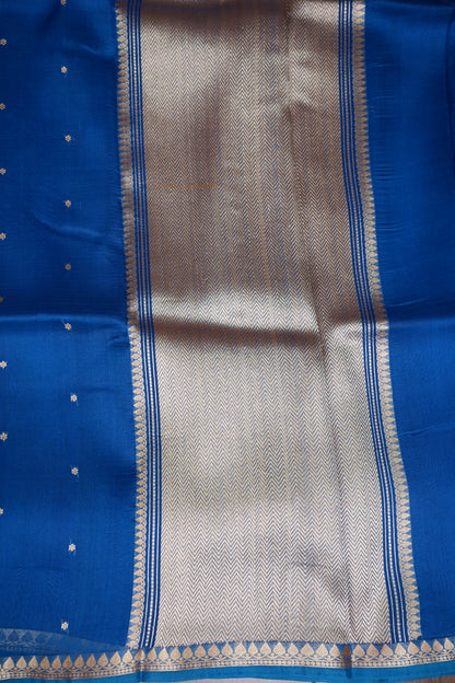 Blue Pure Organza Kora Banarasi Silk Saree|Silk Mark Certified