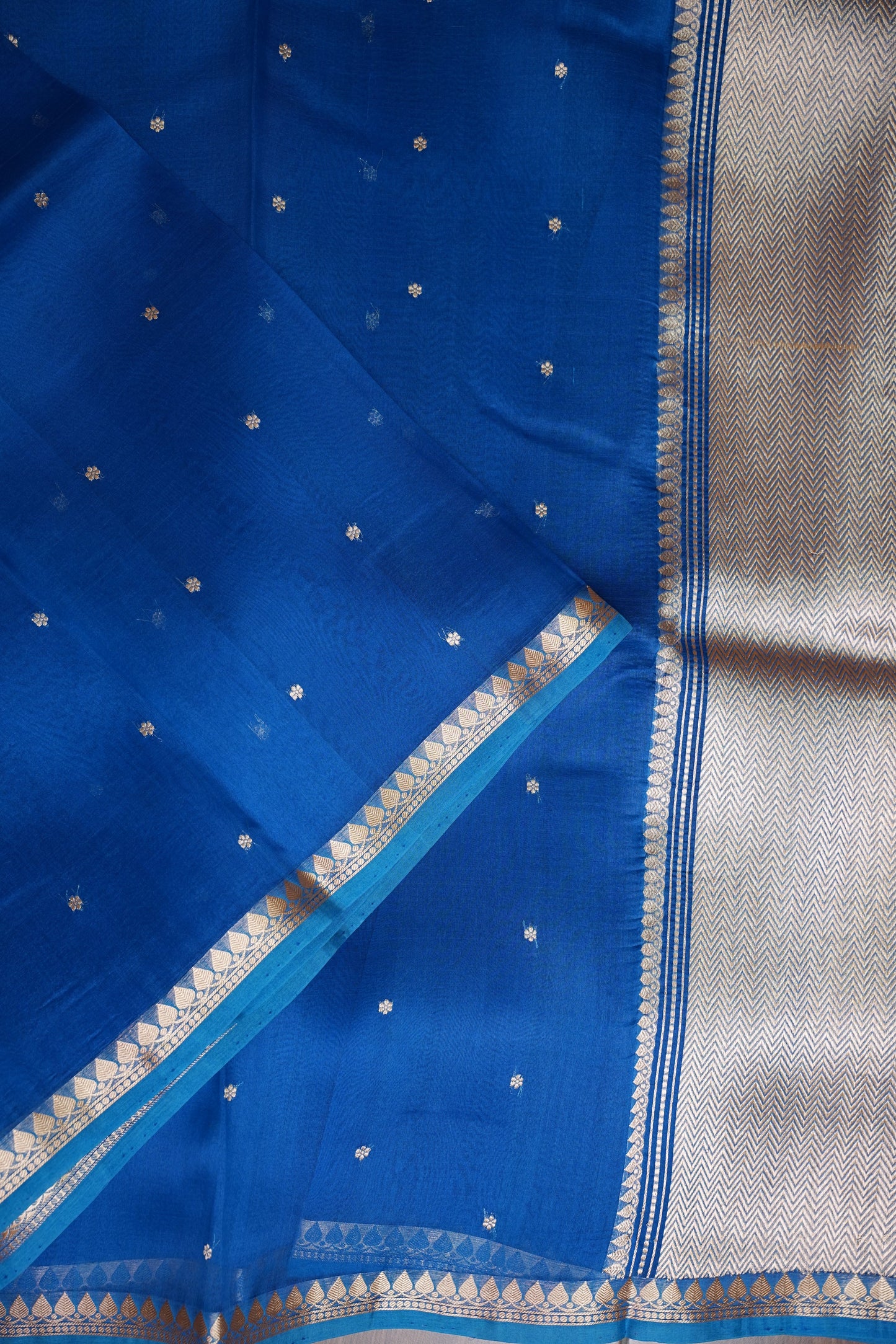 Blue Pure Organza Kora Banarasi Silk Saree|Silk Mark Certified