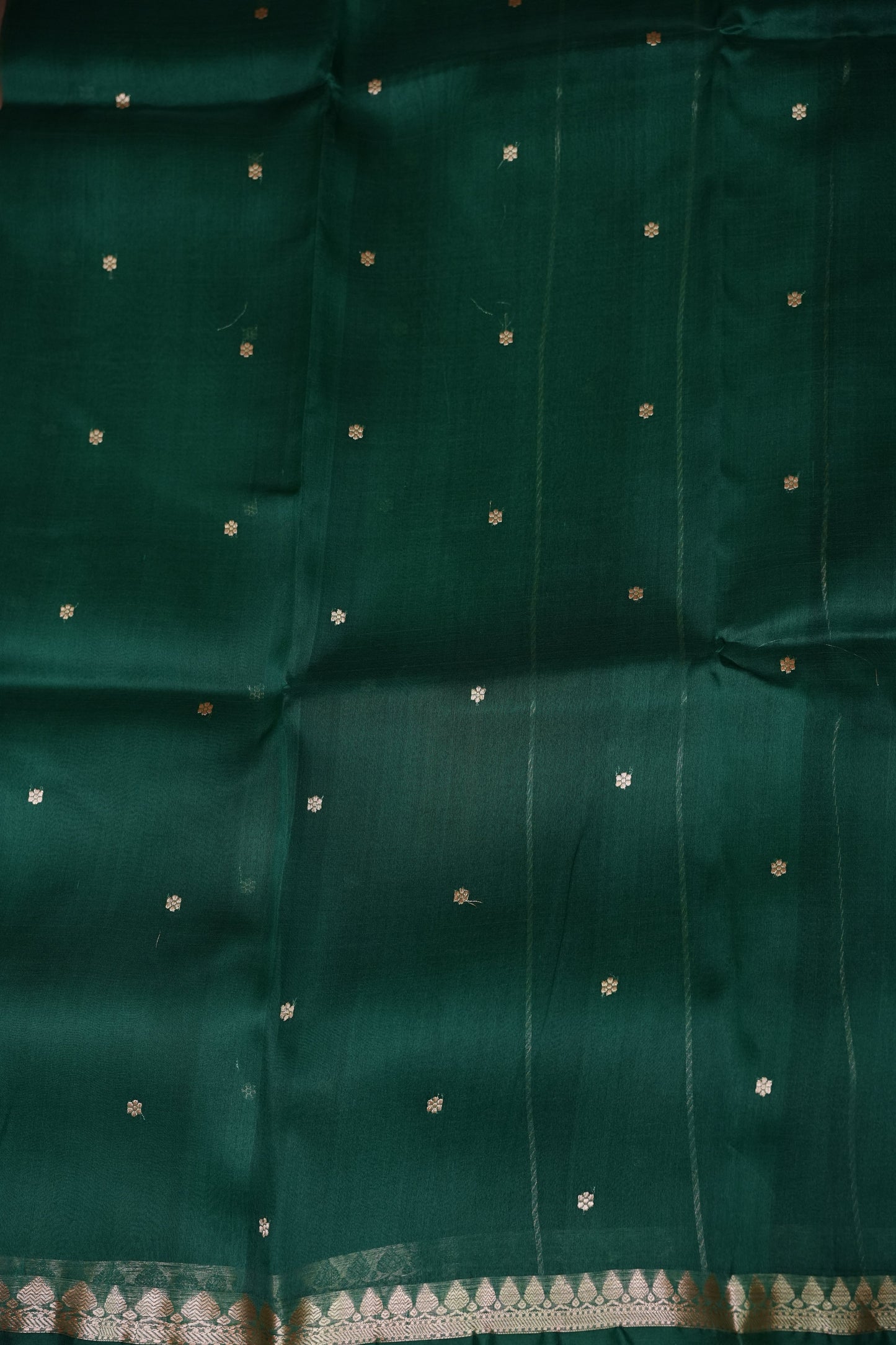 Emerald Green Pure Organza Kora Banarasi Silk Saree|Silk Mark Certified