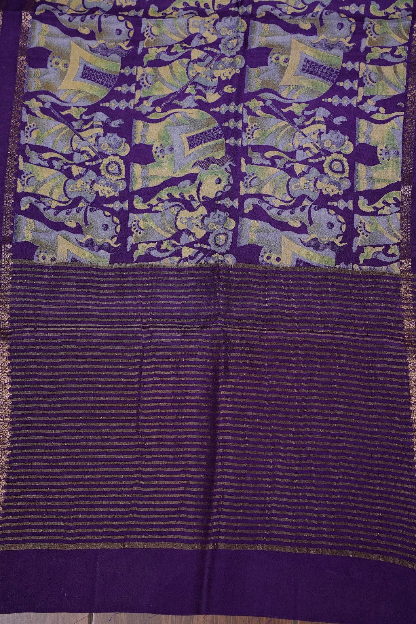 Crepe Silk Saree with Digital Kalamkari Print - Purple