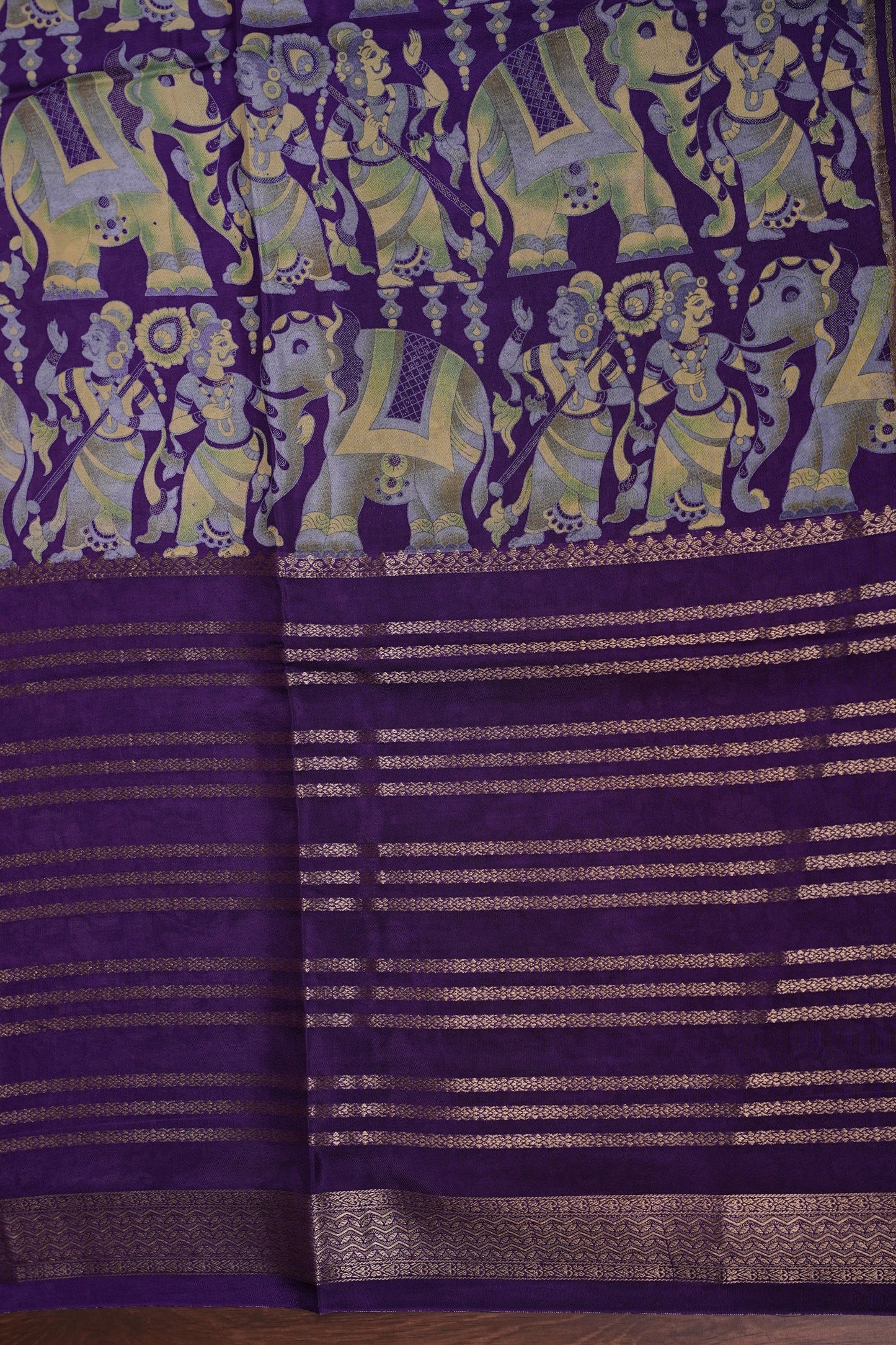 Crepe Silk Saree with Digital Kalamkari Print - Purple