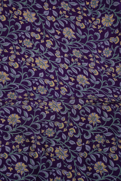 Crepe Silk Saree with Digital Kalamkari Print - Purple