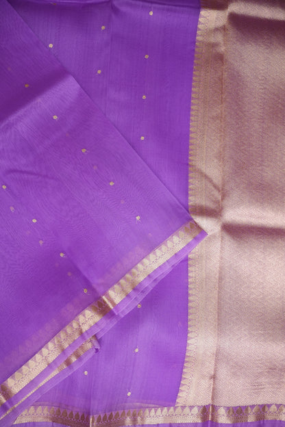 Lavender Purple Pure Organza Kora Banarasi Silk Saree|Silk Mark Certified