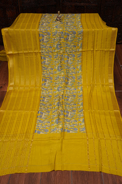 Crepe Silk Saree with Digital Kalamkari - Yellow