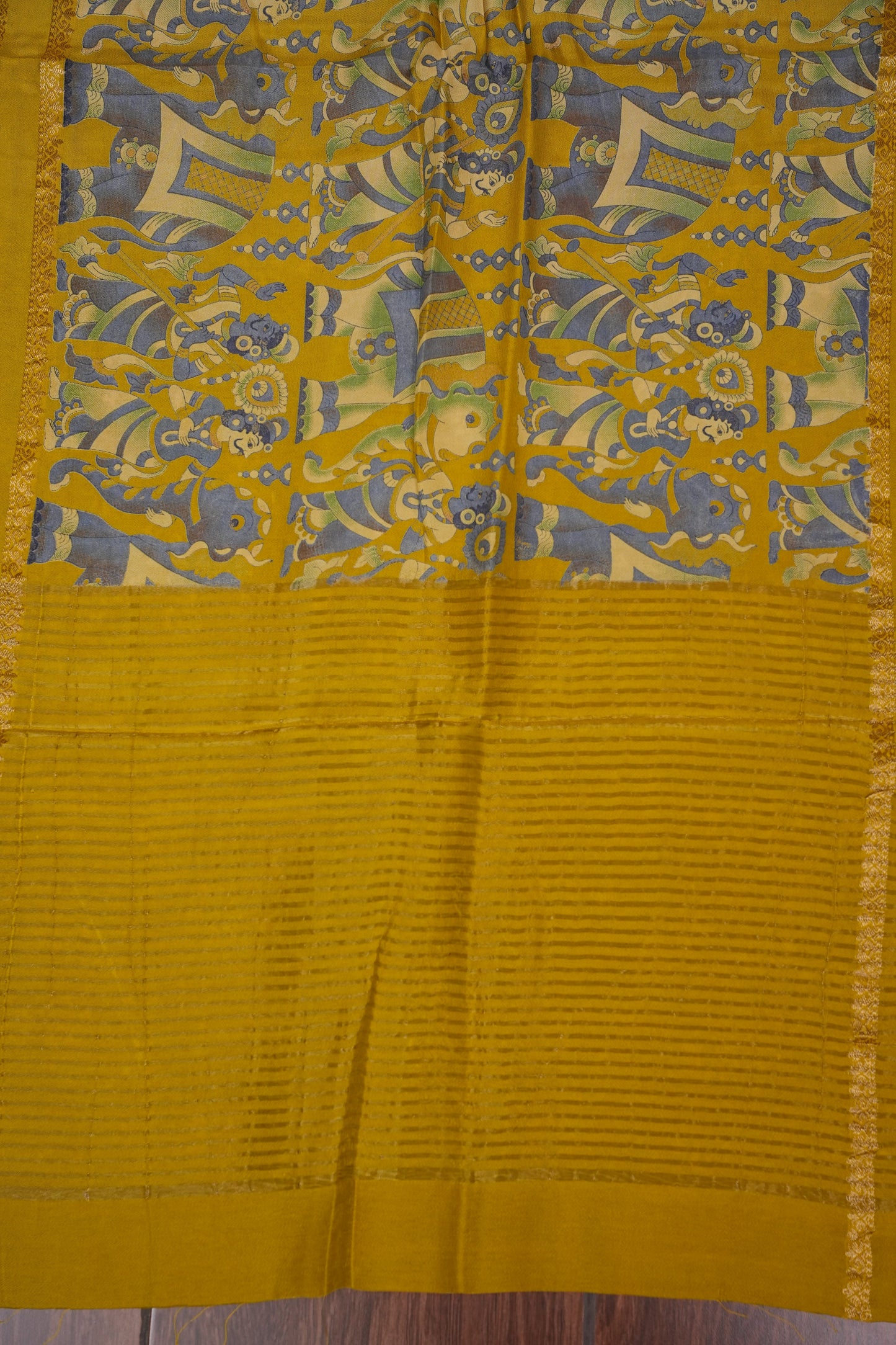Crepe Silk Saree with Digital Kalamkari - Yellow
