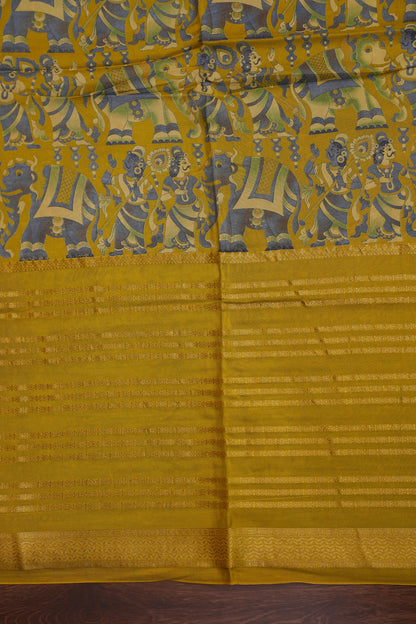 Crepe Silk Saree with Digital Kalamkari - Yellow