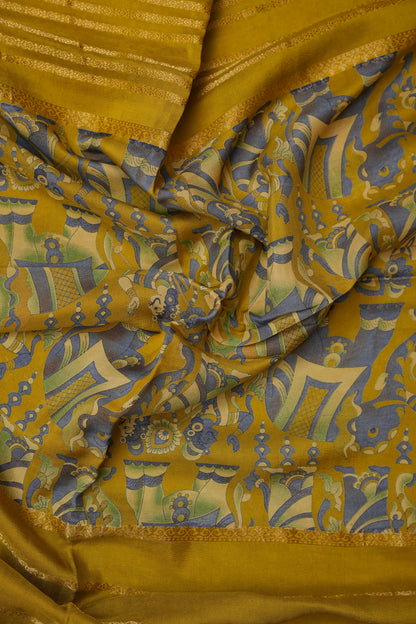 Crepe Silk Saree with Digital Kalamkari - Yellow