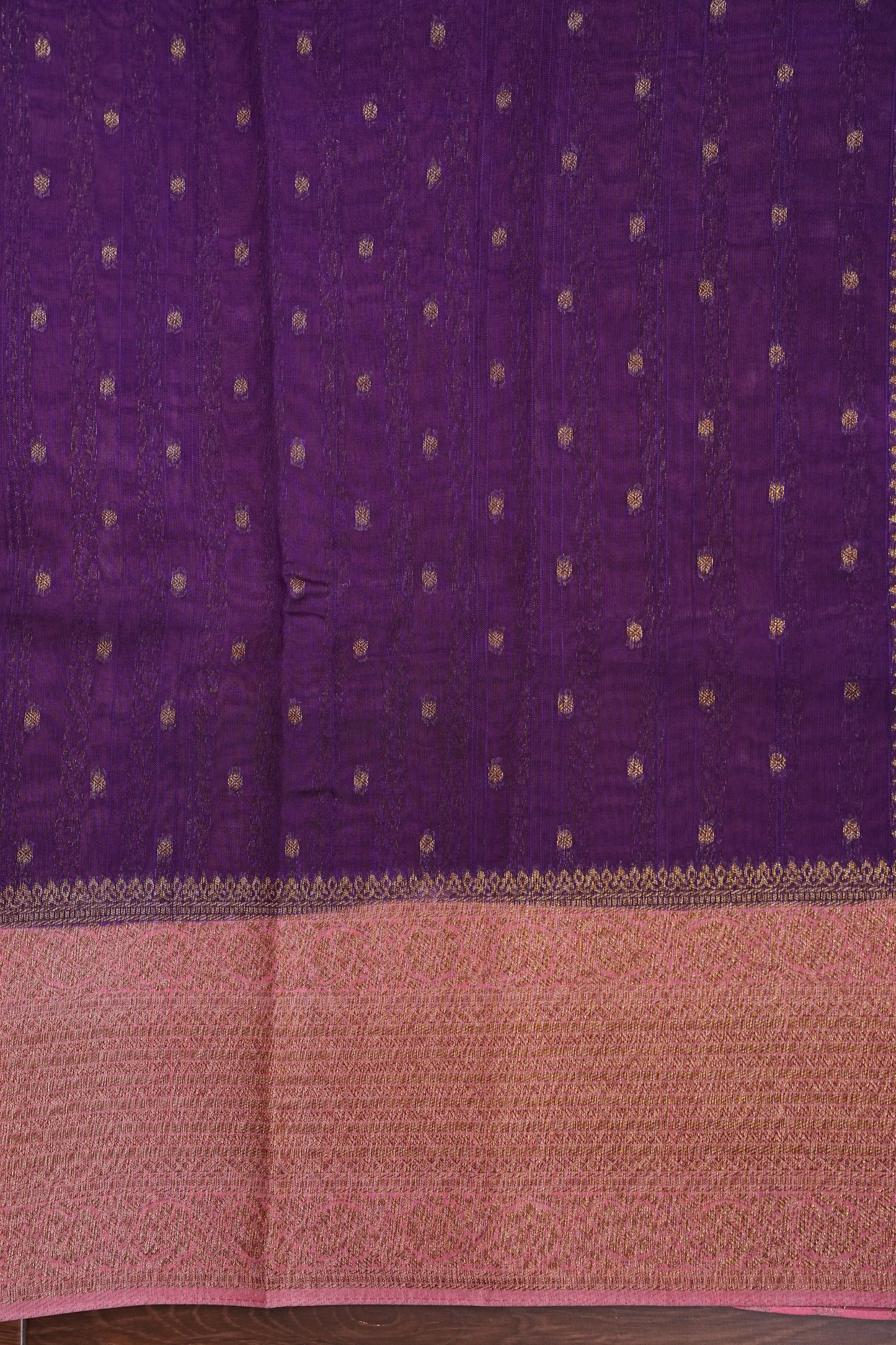 Tussar Banarasi Raw Silk Saree – Violet & Pink with Zari Border