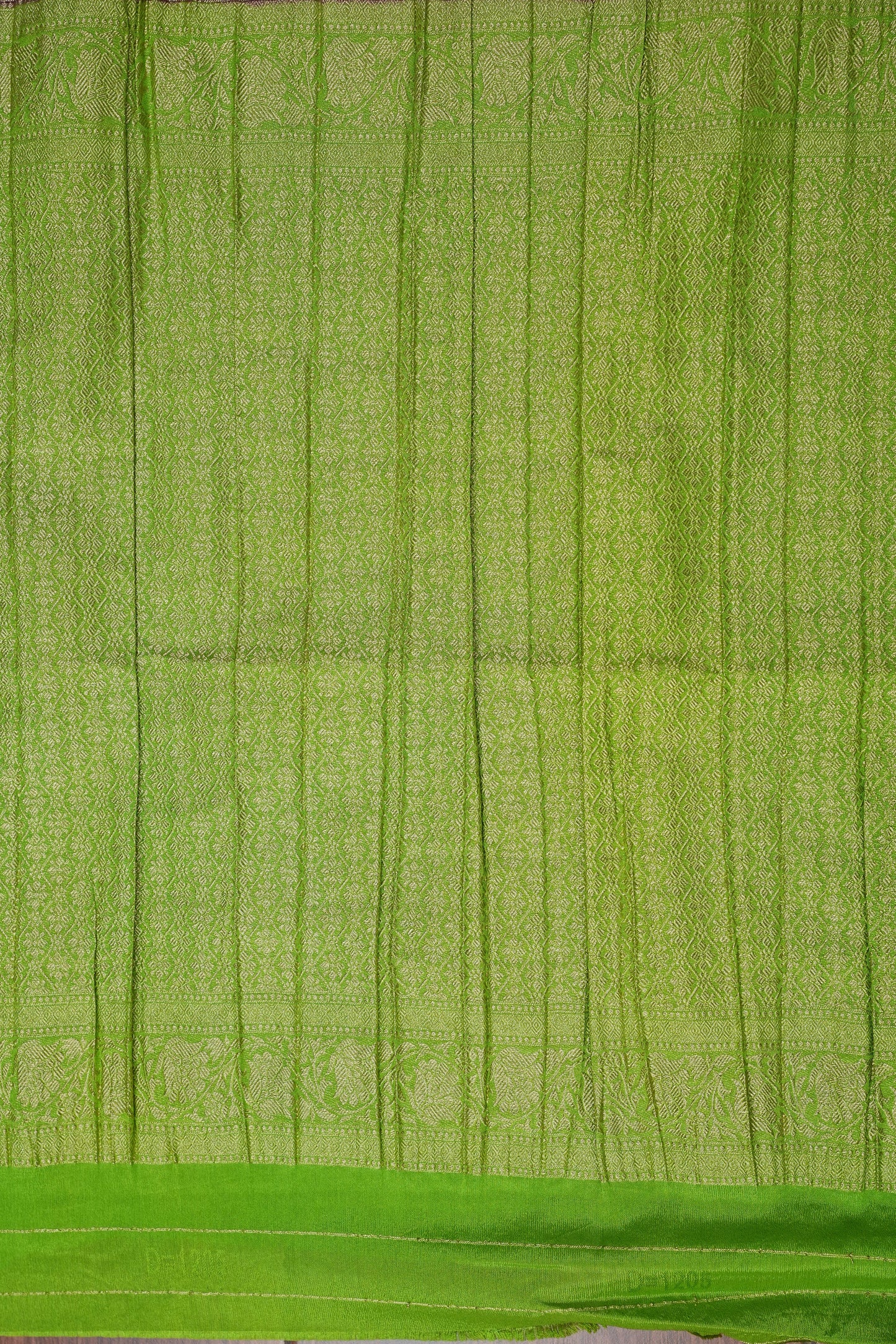 Georgette Silk Banarasi Saree - Wine & Lime Green