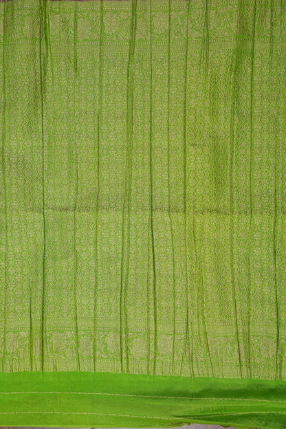 Georgette Silk Banarasi Saree - Wine & Lime Green