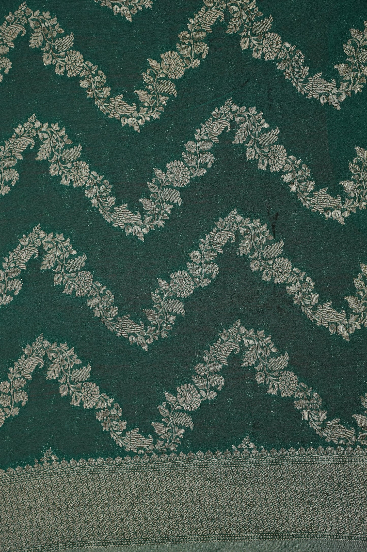 Georgette Silk Banarasi Saree - Emerald Green