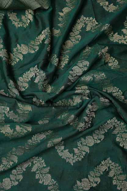 Georgette Silk Banarasi Saree - Emerald Green