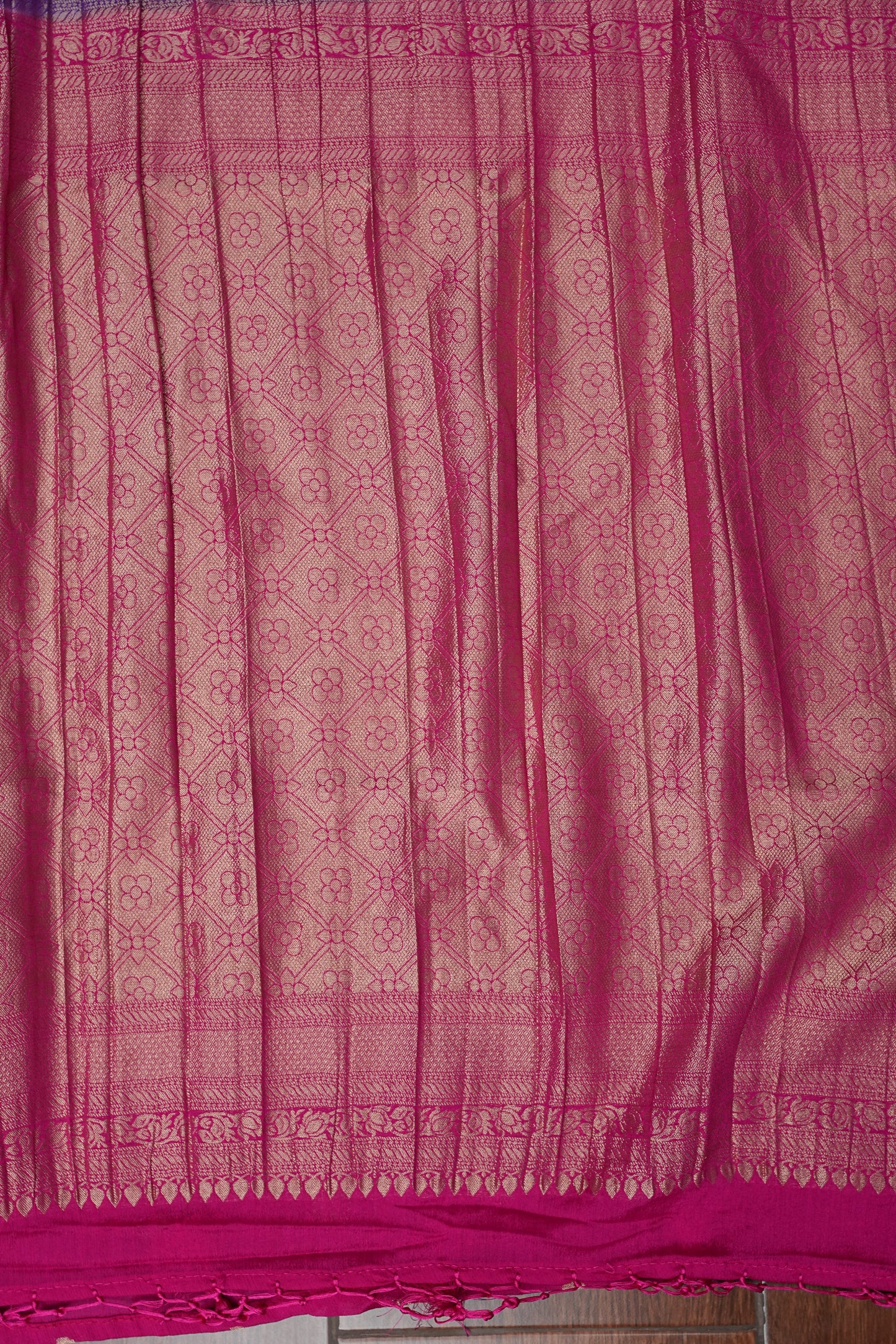 Georgette Silk Banarasi Saree - Violet & Pink