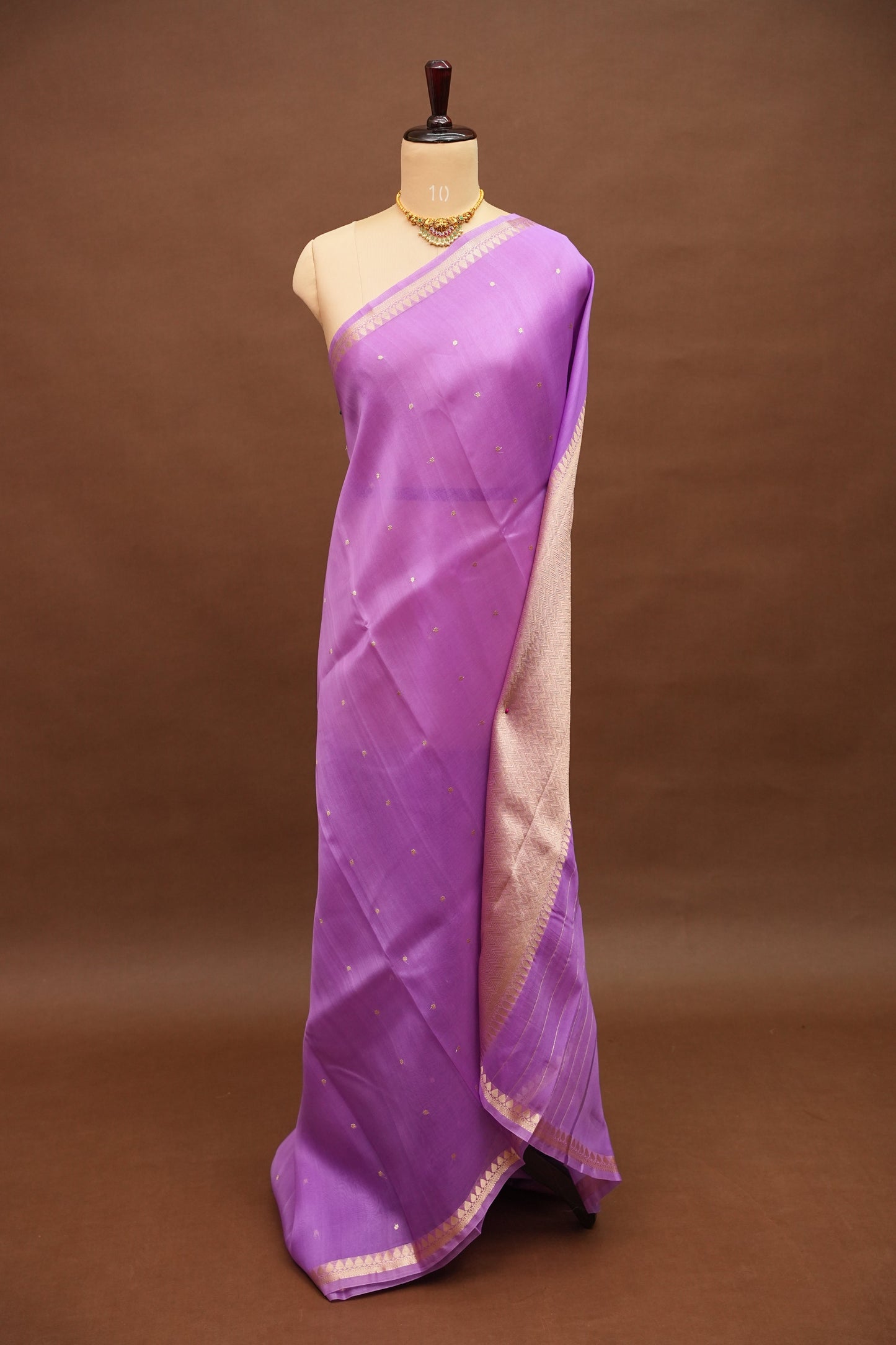 Lavender Purple Pure Organza Kora Banarasi Silk Saree|Silk Mark Certified