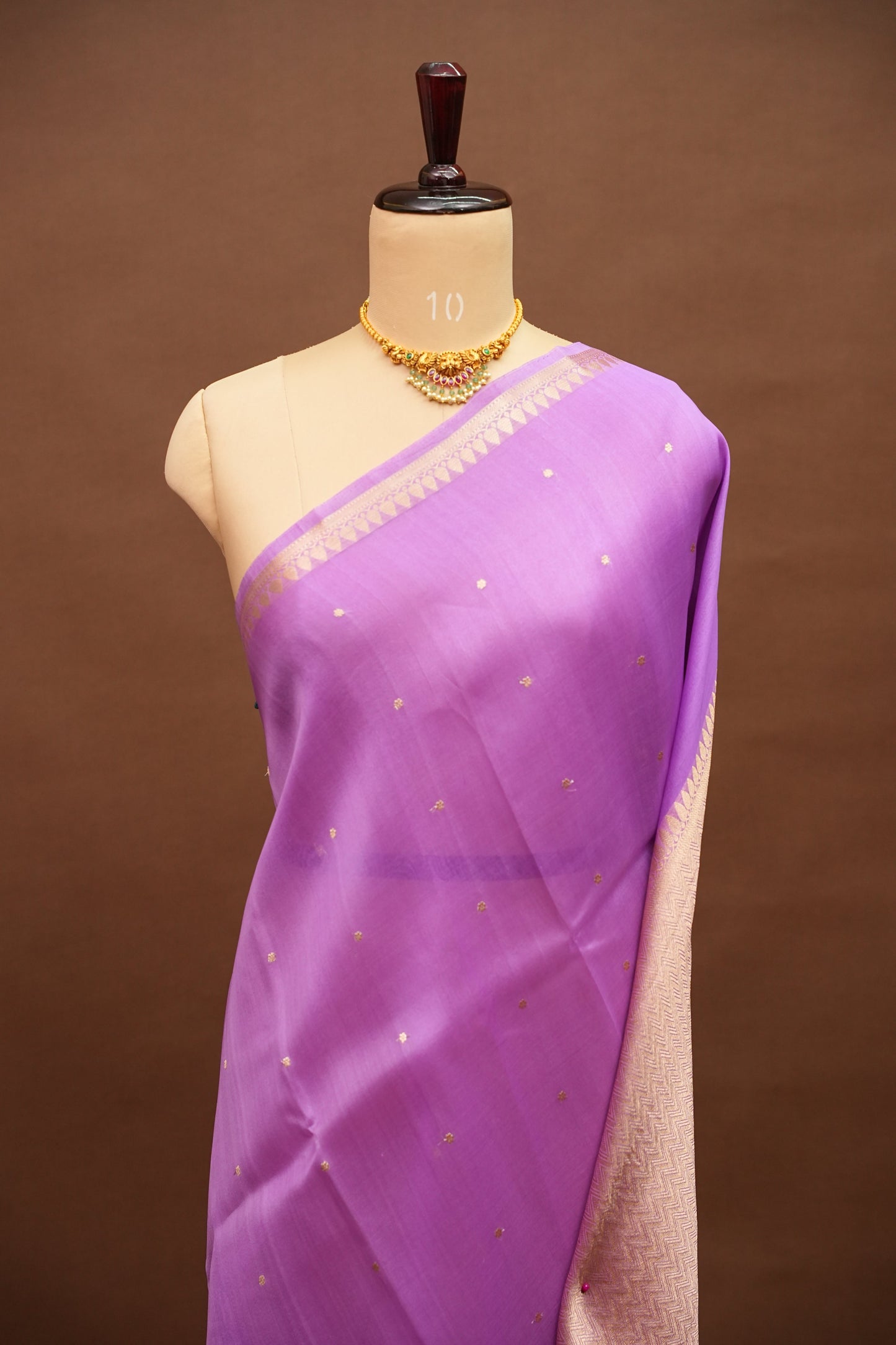 Lavender Purple Pure Organza Kora Banarasi Silk Saree|Silk Mark Certified