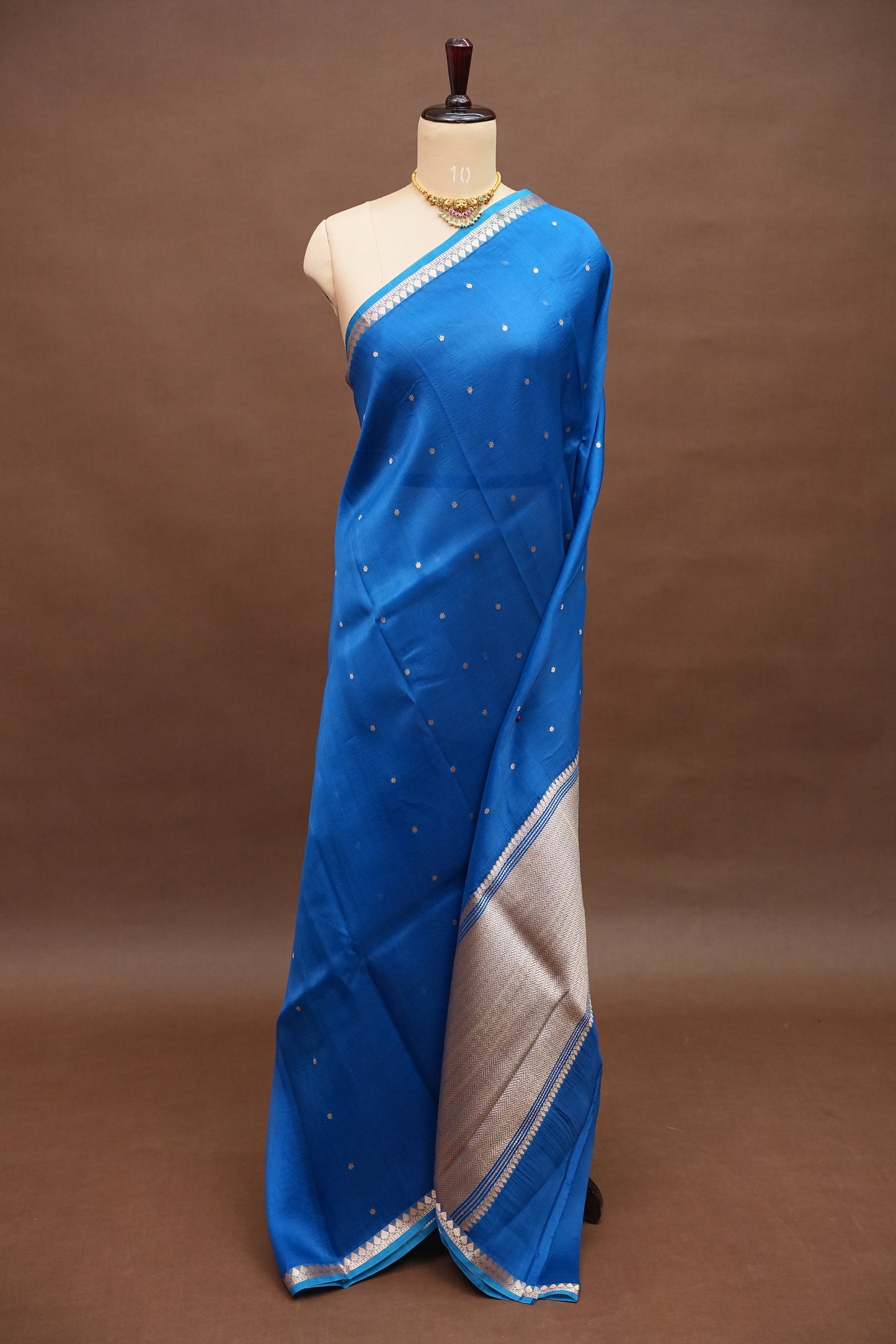 Blue Pure Organza Kora Banarasi Silk Saree|Silk Mark Certified